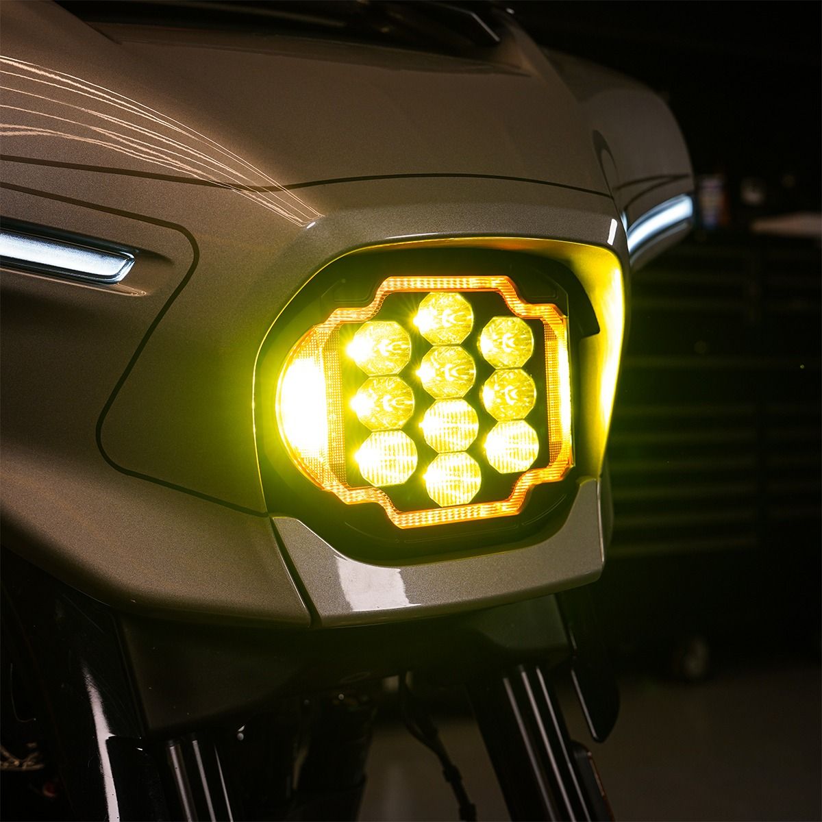 Hogworkz Goldtooth™ Performance LED Headlight for Harley® Street
