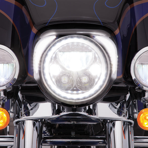 Ciro Fang LED Headlight Bezel for Harley Batwing Fairing-14 & Newer  Models-Chrome and Black