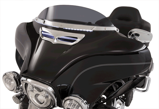 Ciro LED Lighted Horizon Windshield Trim for Harley Batwing Fairing-14 to 23-Newer-Chrome