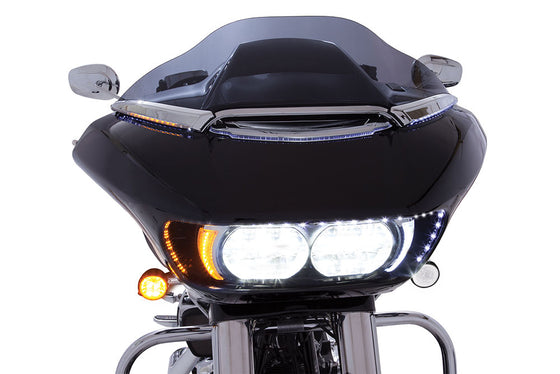 Ciro LED Lighted Horizon Windshield Trim for Harley Road Glide Shark Nose Fairing-15 & Newer-Chrome