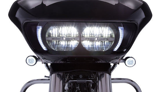 Ciro Fang LED Headlight Bezel for Harley Road Glide Shark Nose Fairing-Chrome or Black