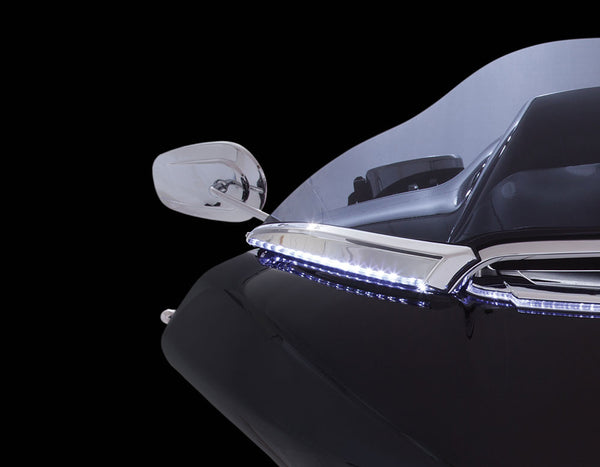 Ciro Chrome Lighted Fairing Scoop Intake Trim Accent For Harley FLH/T (2014-2016) – Chrome ABS With 1-Year Warranty