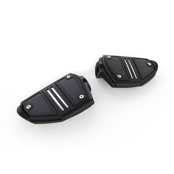 Ciro Driver/Passenger Twin Rail Floorboards In Black/Chrome Finish With
