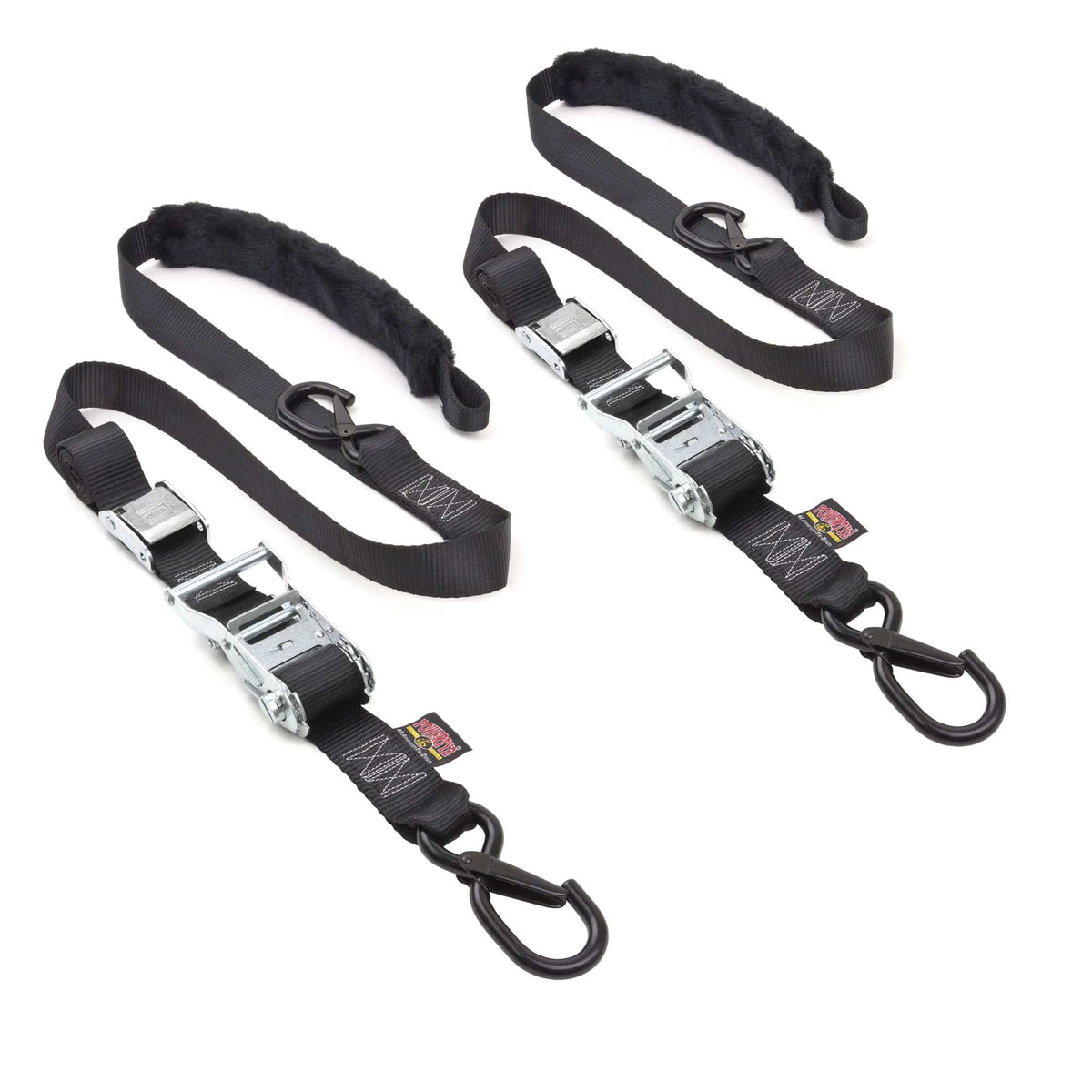 PowerTye Quick Strap ratchet-cam Soft-Tye tie-downs with latch hooks