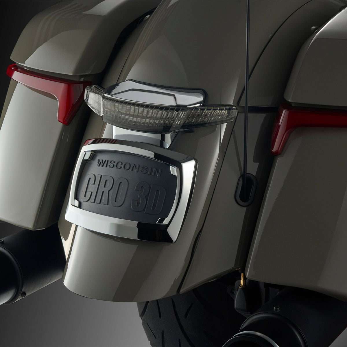 Ciro Latitude tail light and license plate mount for Indian, chrome, unlit