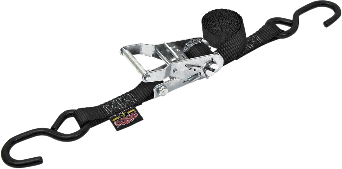 PowerTye 1 inch x 6 foot black ratchet tie-down strap