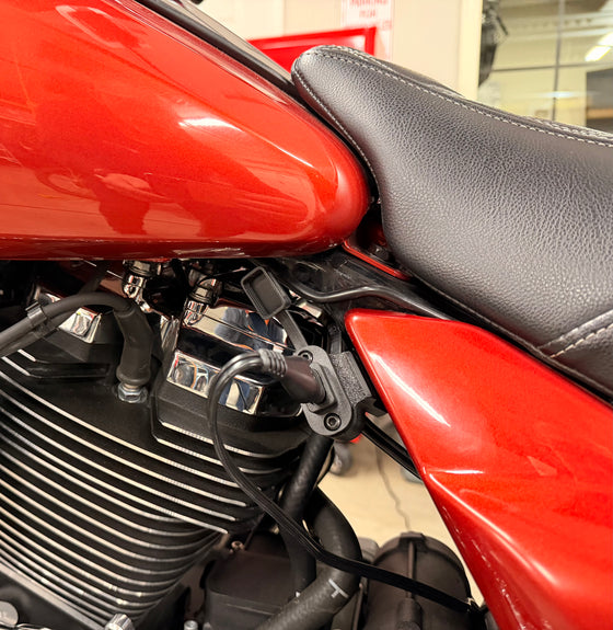 Stealthport Motorcycle Battery Charging & Accessory Port - MID-FRAME LEFT SIDE MOUNT (Harley Touring Models)