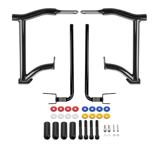 Hogworkz Black Double Barrel Saddlebag Guards for Harley-Davidson (Select 2014 to 2025 Touring With Old Fairing Design)