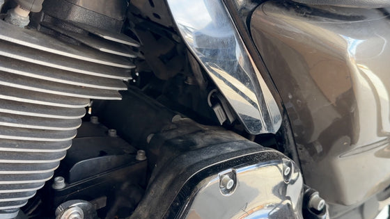 Stealthport Motorcycle Battery Charging & Accessory Port - MID-FRAME AIR/HEAT DEFLECTOR MOUNT-LEFT SIDE (Harley Touring Models)