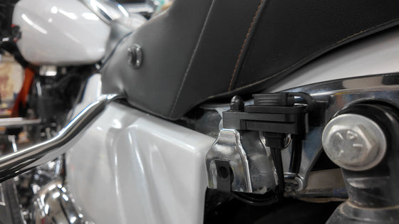 Stealthport Motorcycle Battery Charging & Accessory Port - TOP MOUNT (Harley Touring Models)