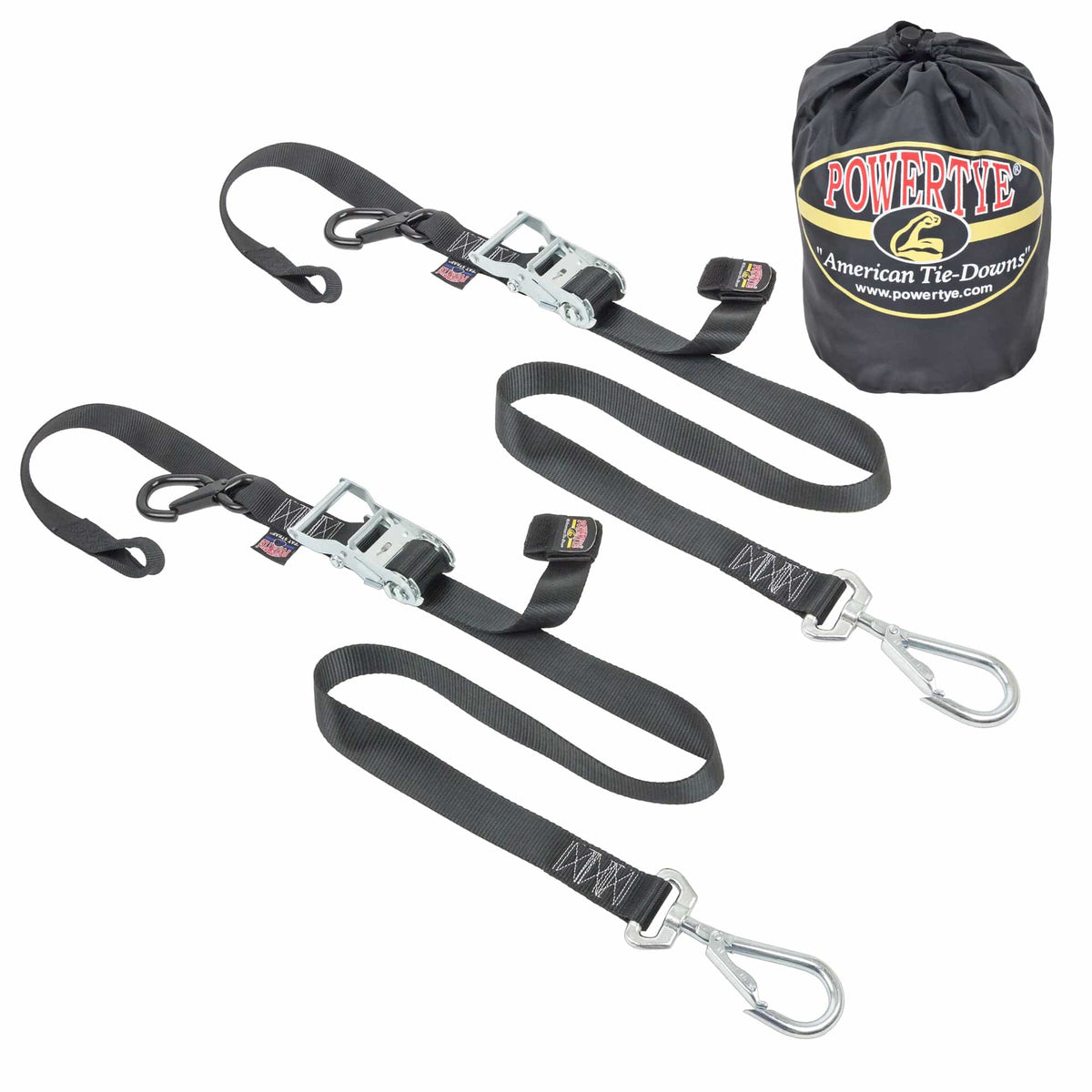 PowerTye Deluxe Soft-Tye ratchet tie-down with swivel latch hook