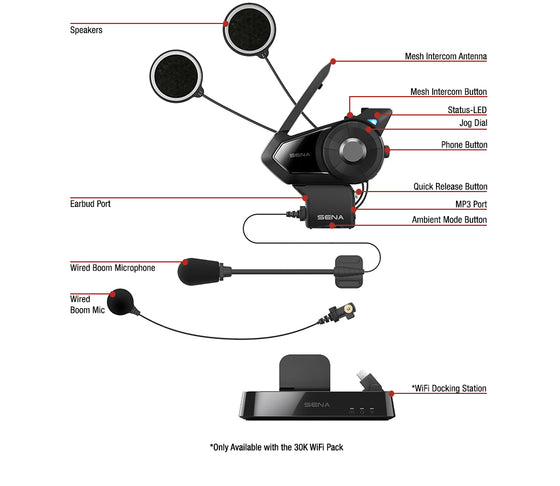 Sena 30K Mesh Intercom™ Communication System w/HD speaker