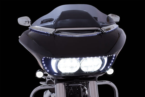 Ciro Fang Lighted Vent Trim for Harley Road Glide Shark Nose Fairing-Chrome or Black