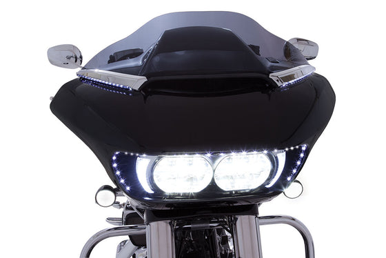Ciro LED Lighted Horizon Windshield Trim for Harley Road Glide Shark Nose Fairing-15 & Newer-Chrome