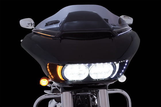 Ciro LED Lighted Horizon Windshield Trim for Harley Road Glide Shark Nose Fairing-15 & Newer-Black