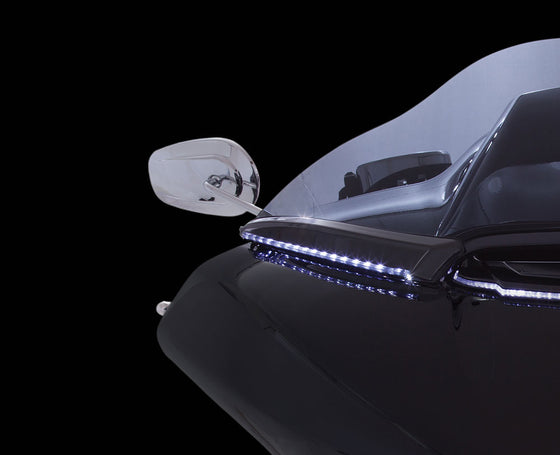 Ciro LED Lighted Horizon Windshield Trim for Harley Road Glide Shark Nose Fairing-15 & Newer-Black